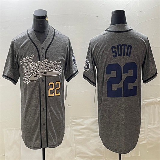 Los Angeles Dodgers #22 Juan Soto Grey Home Authentic Patch Jersey Baseball Jerseys