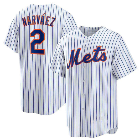 New York Mets #2 Omar Narv¨¢ez White Home Replica Player Jersey Baseball Jerseys