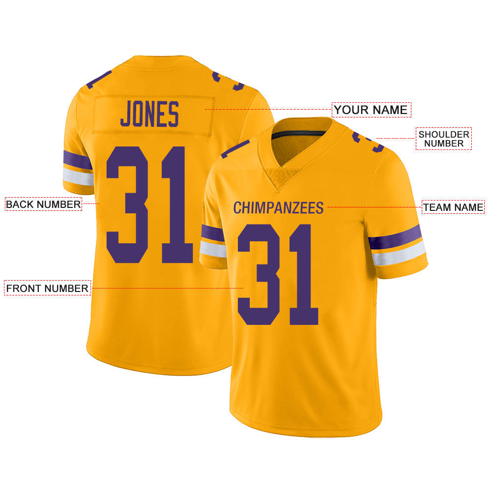 Custom MN.Vikings Stitched American Football Jerseys Personalize Birthday Gifts Gold Jersey