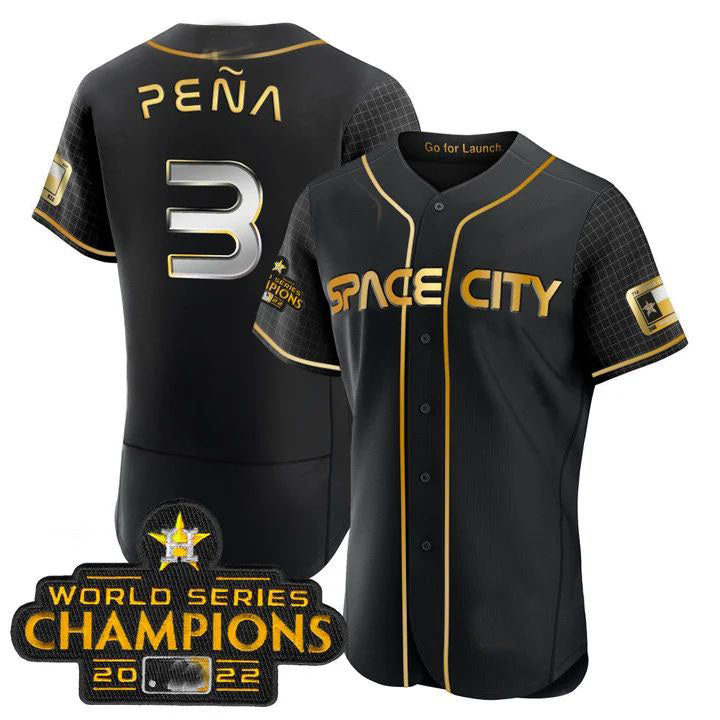 #3 Jeremy Pena Houston Astros black 2023 SPACE CITY CHAMPIONS FLEX JERSEY ¨C ALL STITCHED Baseball Jerseys
