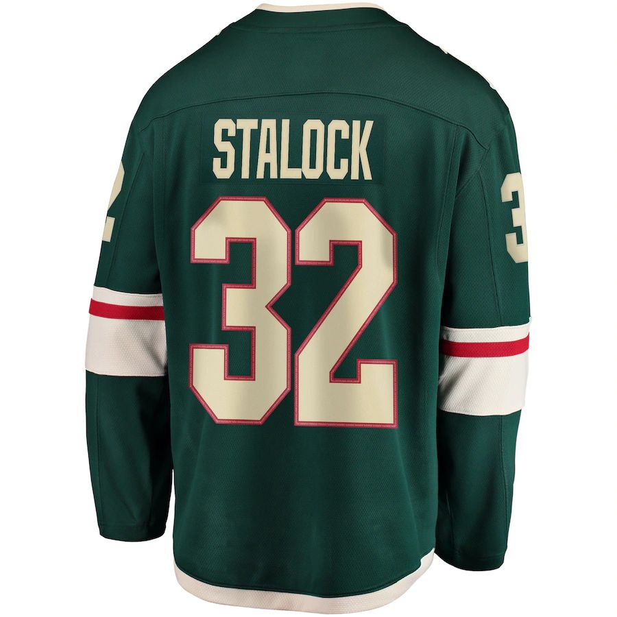 M.Wild #32 Alex Stalock Fanatics Branded Breakaway Player Jersey Green Stitched American Hockey Jerseys