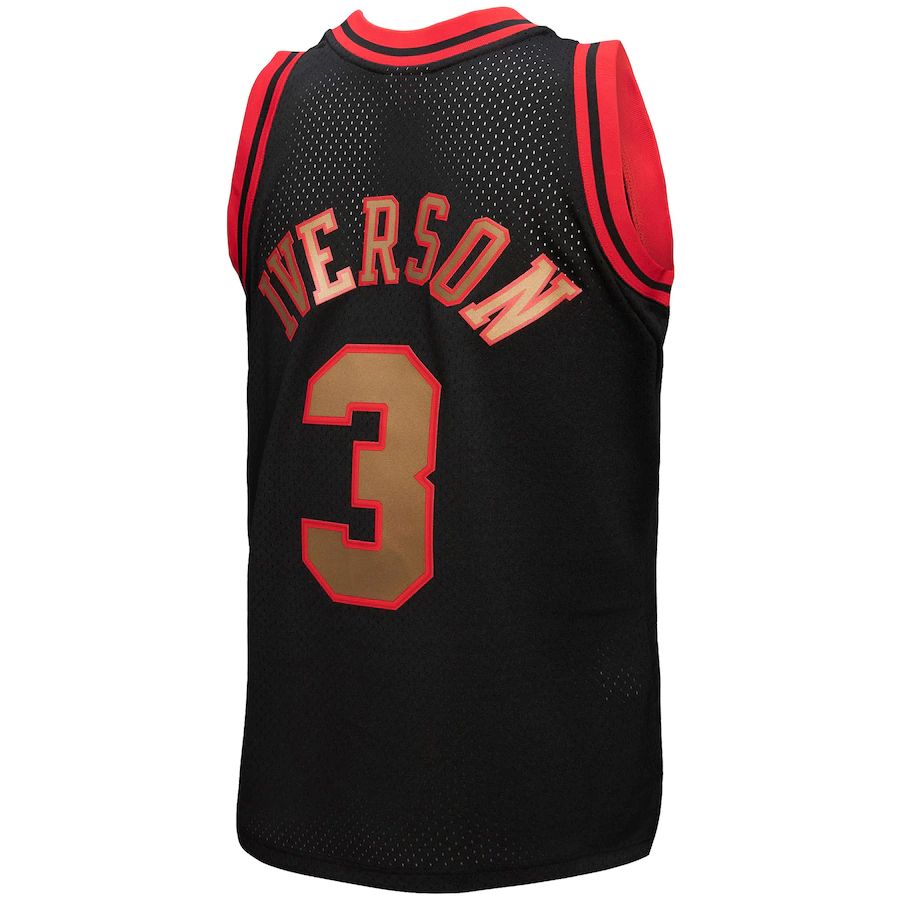 PH.76ers #3 Allen Iverson Mitchell & Ness 1996-97 Hardwood Classics Reload 3.0 Swingman Jersey Black Stitched American Basketball Jersey