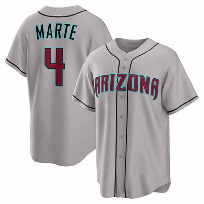 Arizona Diamondbacks #4 Ketel Marte Gray Road Replica Stitched Baseball Jersey