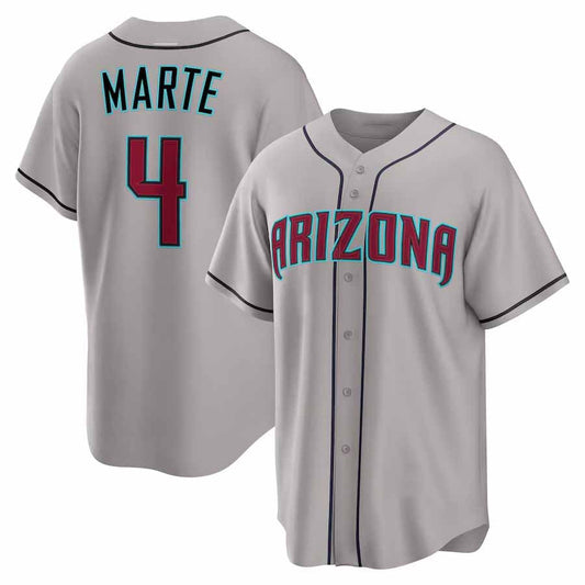 Arizona Diamondbacks #4 Ketel Marte Gray Road Replica Stitched Baseball Jersey