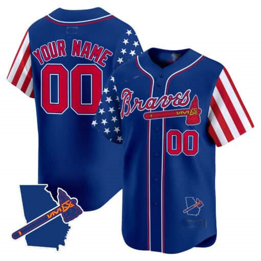 Custom Atlanta Braves 2024 Independence Day Vapor Premier Limited V2 ¨C All Stitched Baseball Jersey