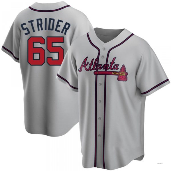 Atlanta Braves #65 Spencer Strider Gray Road Jersey Stitches Baseball Jerseys