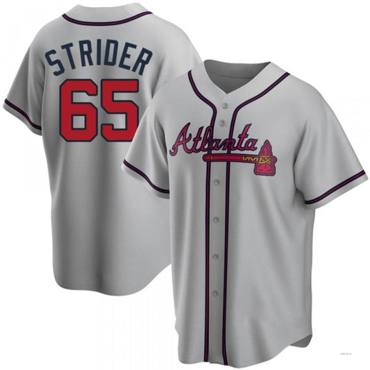 Atlanta Braves #65 Spencer Strider Gray Road Jersey Stitches Baseball Jerseys