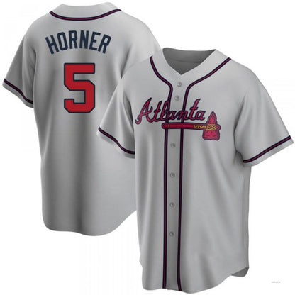 Atlanta Braves #5 Bob Horner Gray Road Jersey Stitches Baseball Jerseys