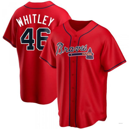 Atlanta Braves #46 Chase Whitley Red Alternate Jersey Stitches Baseball Jerseys