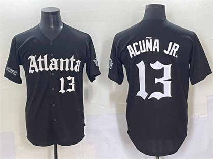 Atlanta Braves #13 Ronald Acuna Jr. Black Gothic South x Outkast Edition Vapor Limited Stitched Baseball Jersey