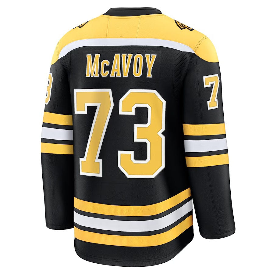 B.Bruins #73 Charlie McAvoy Fanatics Home Premium Jersey - Black Stitched American Hockey Jerseys