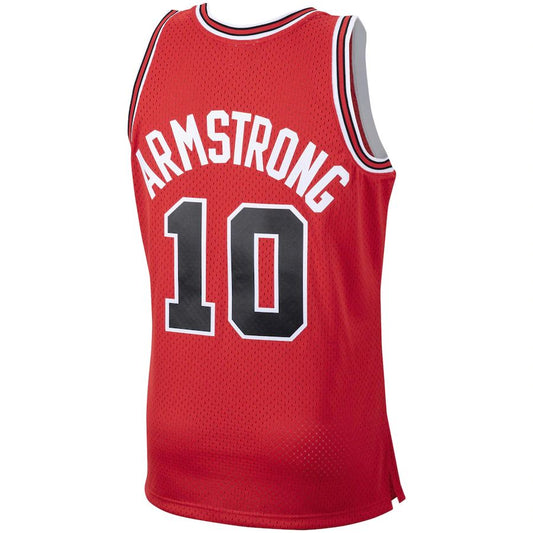 C.Bulls #10 B.J. Armstrong Mitchell & Ness 1990-91 Hardwood Classics Swingman Jersey Scarlet Stitched American Basketball Jersey