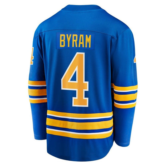 B.Sabres #4 Bowen Byram Fanatics Home Breakaway Jersey - Royal Stitched American Hockey Jerseys