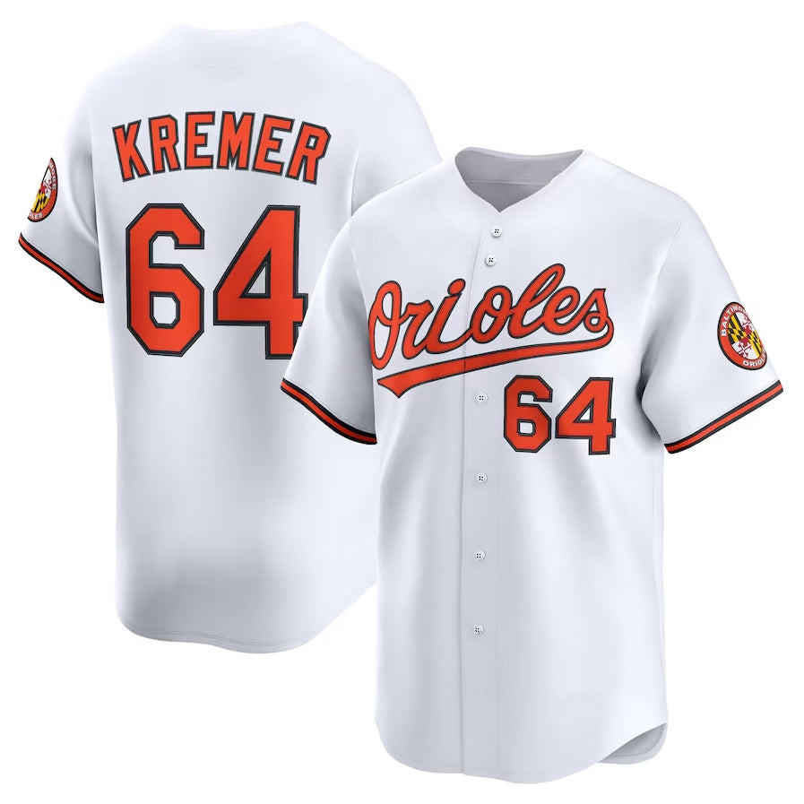Baltimore Orioles #64 Dean Kremer Alternate Limited Player Jersey - White Stitched Baseball Jersey