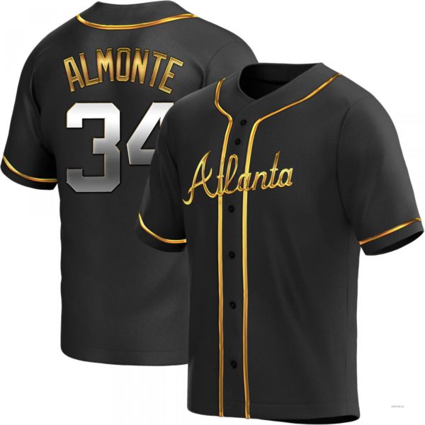 Atlanta Braves #34 Abuonem Almonte Black Golden Alternate Jersey Stitches Baseball Jerseys