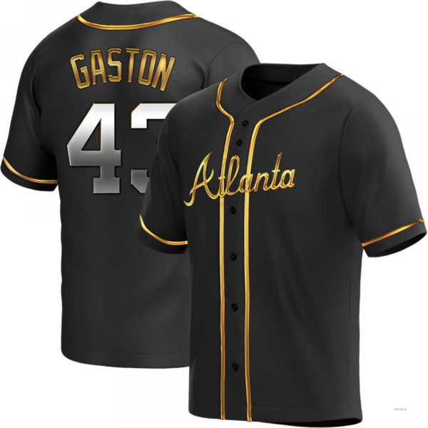 Atlanta Braves #43 Cito Gaston Black Golden Alternate Jersey Stitches Baseball Jerseys
