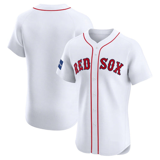 Boston Red Sox Home Elite Patch Jersey - White Stitched Baseball Jersey