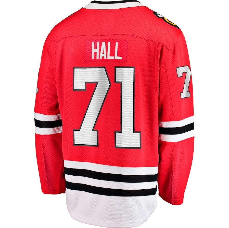 C.Blackhawks #71 Taylor Hall Fanatics Home Breakaway Player Jersey - Red Stitched American Hockey Jerseys