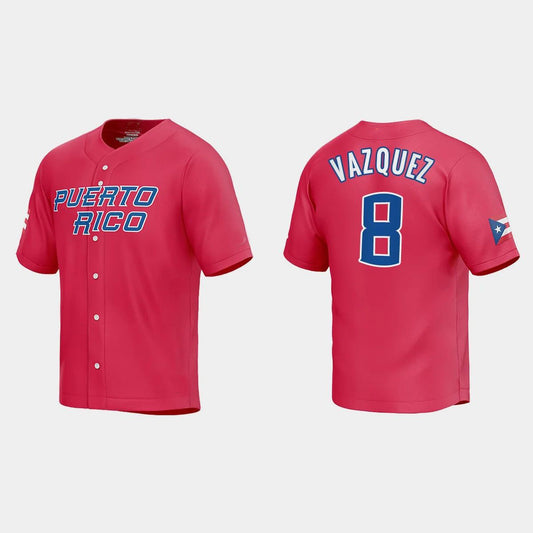 #8 CHRISTIAN VAZQUEZ WORLD BASEBALL CLASSIC 2023 WORLD BASEBALL CLASSIC JERSEY ¨C RED Stitches Baseball Jerseys