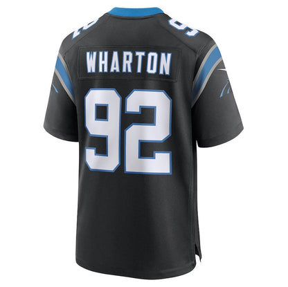 C.Panthers #92 Tershawn Wharton Black Team Game Stitched American Football Jerseys