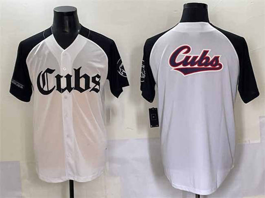 Chicago Cubs Team Big Logo White Black 'Gothic North Side Edition' Vapor Premier Limited Stitched Baseball Jersey