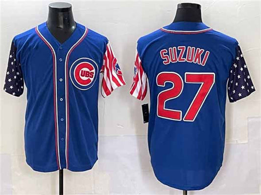 Chicago Cubs #27 Seiya Suzuki Royal 2025 Independence Day Vapor Premier Limited Stitched Baseball Jersey