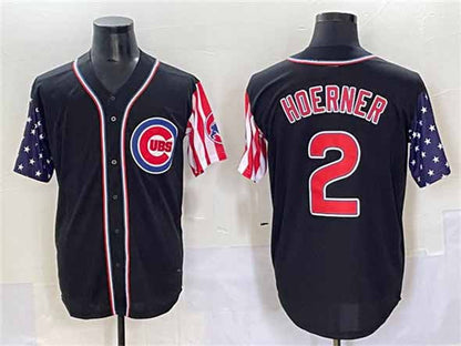 Chicago Cubs #2 Nico Hoerner Black 2025 Independence Day Vapor Premier Limited Stitched Baseball Jersey