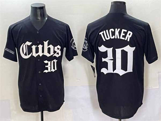 Chicago Cubs #30 Kyle Tucker Black 'Gothic North Side Edition' Vapor Premier Limited Stitched Baseball Jersey