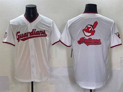 Cleveland Guardians Team Big Logo White Home Limited Stitched Baseball Jersey