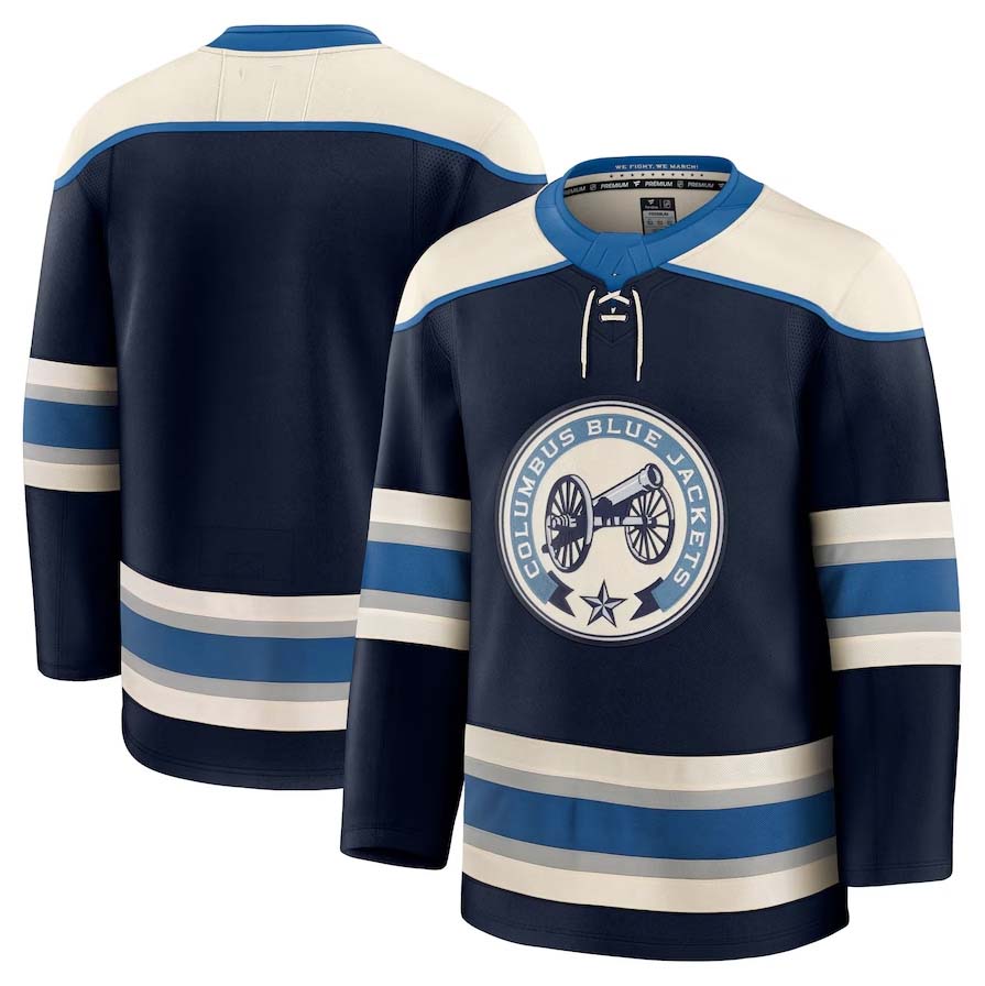 C.Blue Jackets Fanatics Alternate Premium Jersey - Navy Stitched American Hockey Jerseys