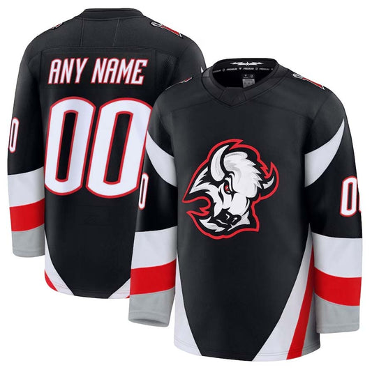 Custom B.Sabres Fanatics Alternate Premium Jersey - Black Stitched American Hockey Jerseys
