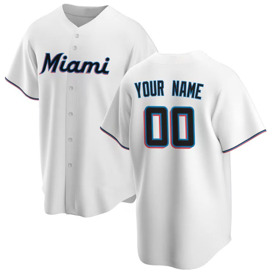Custom Miami Marlins Home Replica Jersey - White Stitched Baseball Jersey