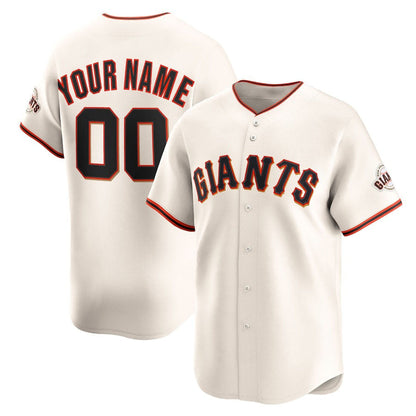 Custom San Francisco Giants Home Limited Jersey ¨C Cream Stitched Baseball Jersey