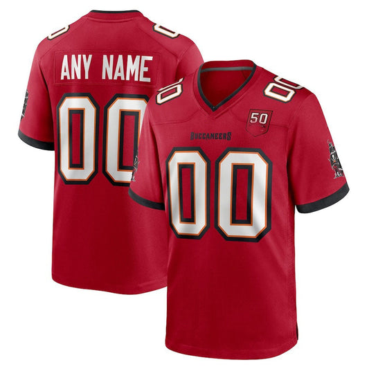 Custom TB.Buccaneers Red 50th Anniversary Game Stitched American Football Jerseys