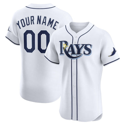 Custom Tampa Bay Rays Home Elite Jersey ¨C White Stitched Baseball Jersey