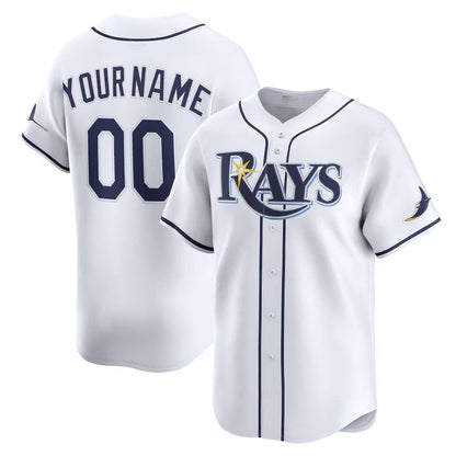 Custom Tampa Bay Rays Home Limited Jersey - White Stitched Baseball Jersey