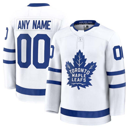 Custom T.Maple Leafs Fanatics Away Premium Jersey - White Stitched American Hockey Jerseys