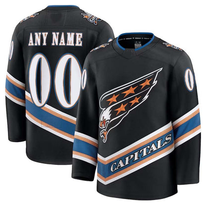Custom W.Capitals Fanatics Alternate 50th Anniversary Premium Jersey - Black Stitched American Hockey Jerseys