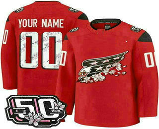 Custom W.Capitals Red 50th Anniversary Authentic Stitched American Hockey Jerseys