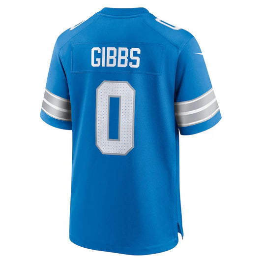 D.Lions #0 Jahmyr Gibbs Blue Game Player American Football Jerseys