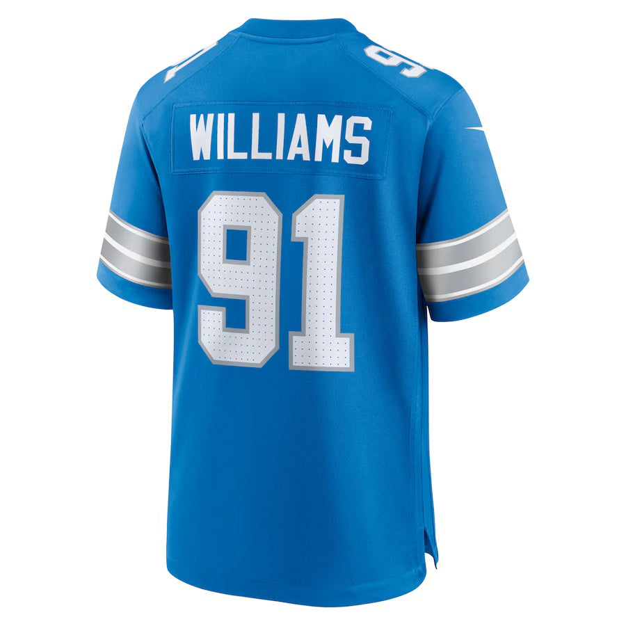 D.Lions #91 Tyleik Williams Blue Team Game American Football Jersey