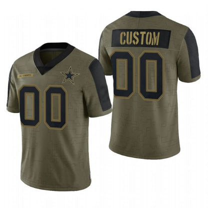 Custom D.Cowboys Olive 2021 Salute To Service Limited Football Jersey