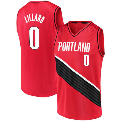 P.Trail Blazers #0 Damian Lillard Fanatics Branded 2020-21 Fast Break Replica Jersey Statement Edition  Red Stitched American Basketball Jersey
