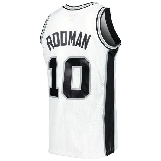 S.Antonio Spurs #10 Dennis Rodman Mitchell & Ness 1993-94 Hardwood Classics Swingman Jersey White  Stitched American Basketball Jersey