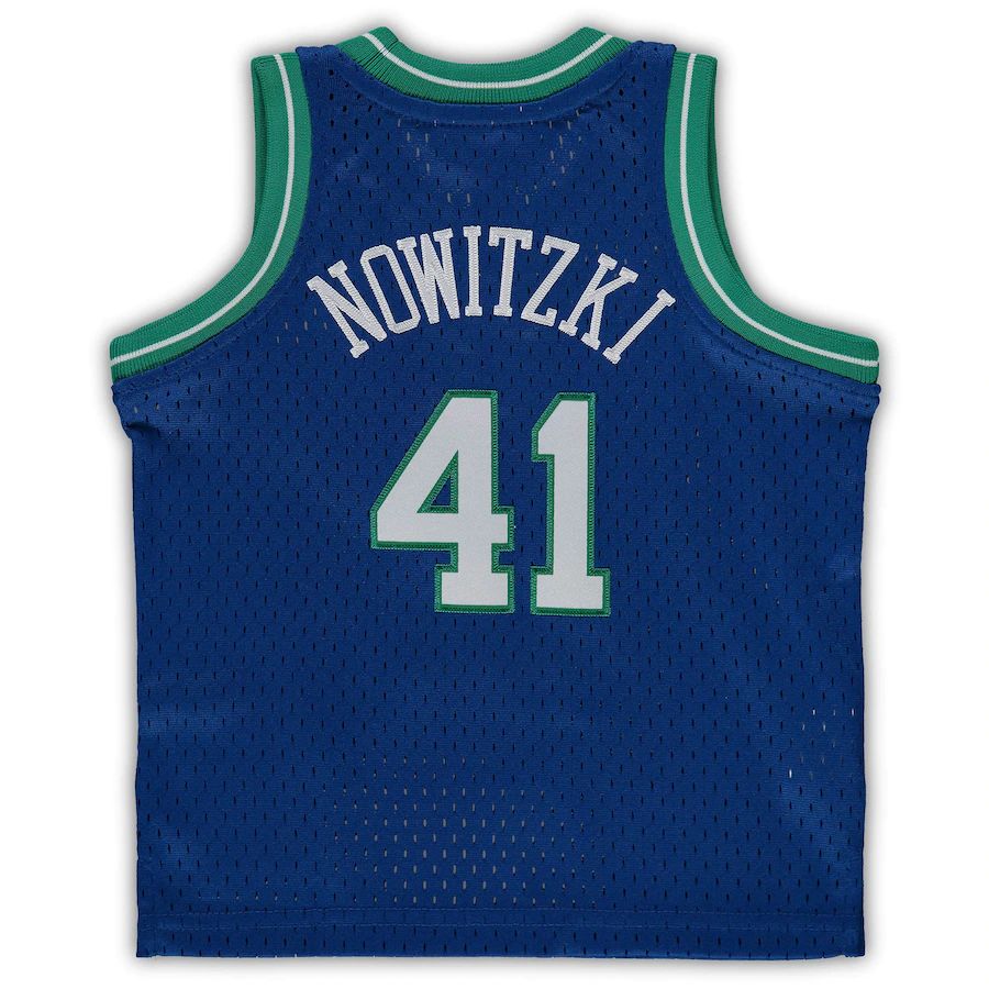 D.Mavericks #41 Dirk Nowitzki Mitchell & Ness Infant 1998-99 Hardwood Classics Retired Player Jersey Blue Stitched American Basketball Jersey