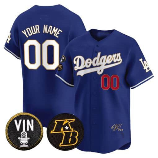 Custom Los Angeles Dodgers Vin Patch & Kobe Bryant Signature Vapor Premier Limited ¨C All Stitched Baseball Jersey