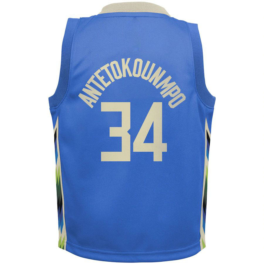 M.Bucks #34 Giannis Antetokounmpo Preschool 2022-23 Replica Jersey City Edition Royal Stitched American Basketball Jersey