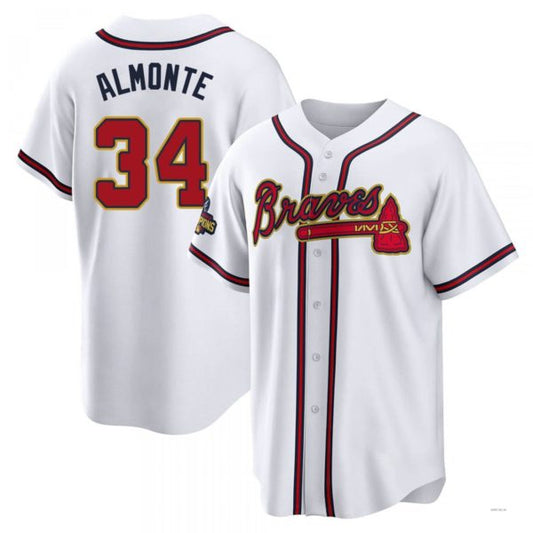 Atlanta Braves #34 Abuonem Almonte Gold White 2022 Program Jersey Stitches Baseball Jerseys