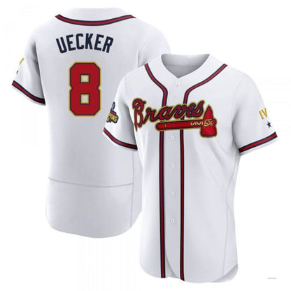 Atlanta Braves #8 Bob Uecker Gold White 2022 Program Jersey Stitches Baseball Jerseys