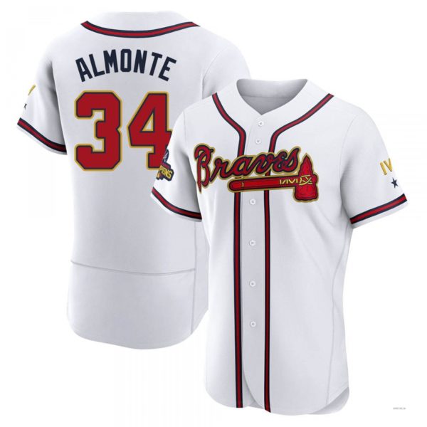 Atlanta Braves #34 Abuonem Almonte Gold White 2022 Program Jersey Stitches Baseball Jerseys
